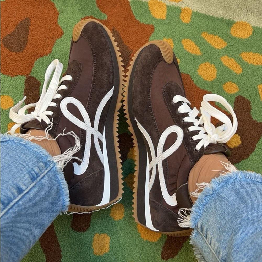 Loewe Flow Runner Nylon and Suede Sneakers in Chocolate Brown ‘Shitake Mushroom’ - Picture 8 of 16